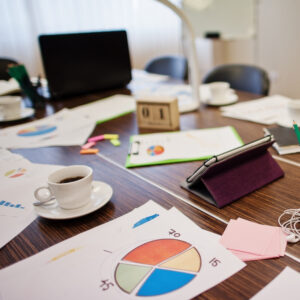 table with documents